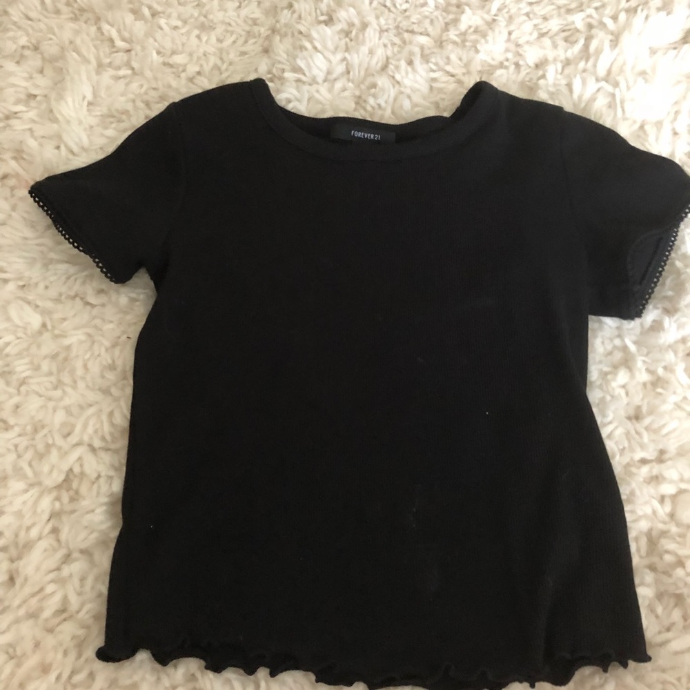 Black Ribbed Bottom Trendy Shirt